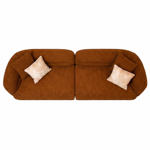 Canapé Design Nomad – Tissu Bouclette Ocre Rouge – Élégance Moderne