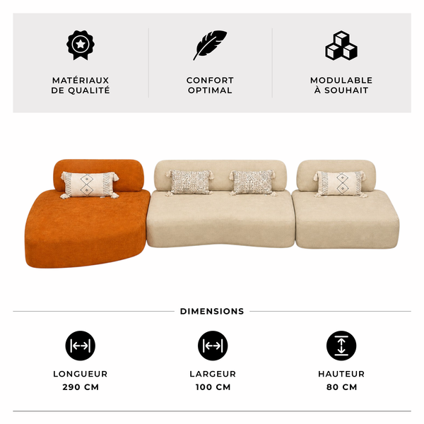 Canapé d'Angle de Luxe Play Lounge – Velours Brun Moka – Design Moderne