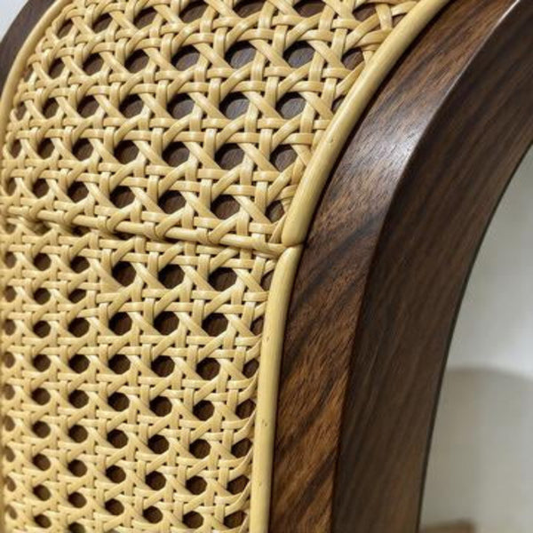 Miroir Psyché Arche en Noyer et Cannage Rotin