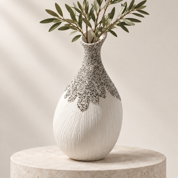 Vase Sculptural Minéral Blanc