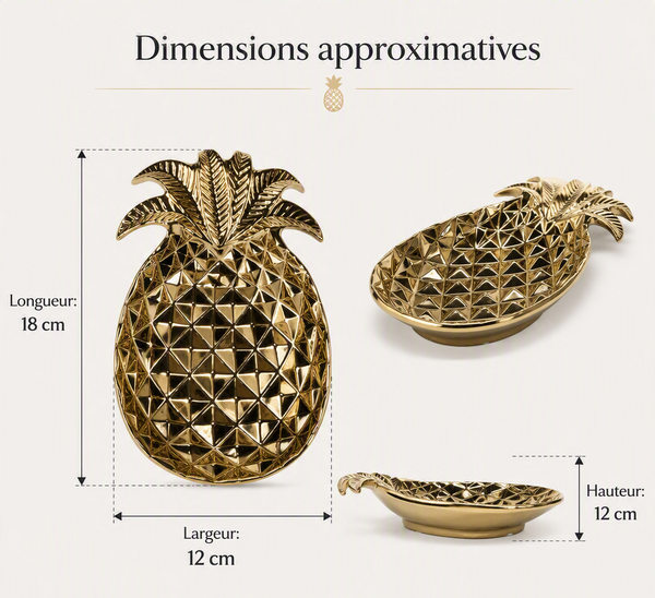 Plateau décoratif Ananas Doré – Élégance Tropicale