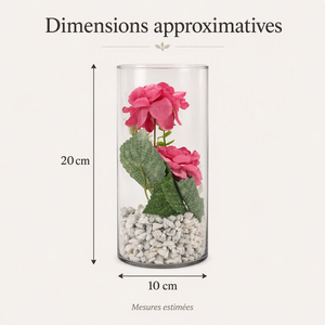 Artificial Peony Flower Arrangement in Clear Cylinder Vase with White Pebbles – Pink or White