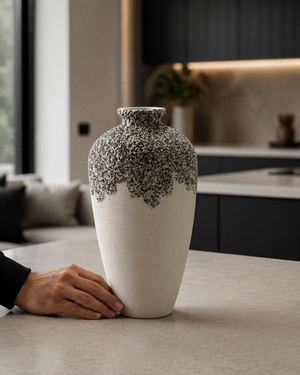 Vase en Céramique Texturée Noir & Blanc