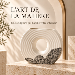 Vase Sculptural Ondulé – Ivoire et Noir