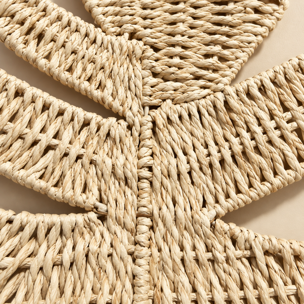Décoration murale feuille de palmier en rotin tressé-style bohème naturel