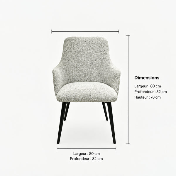 Fauteuil contemporain gris clair en tissu bouclé