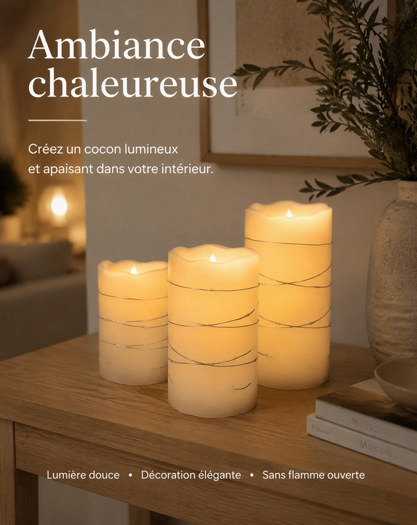 Bougies LED décoratives en cire ivoire