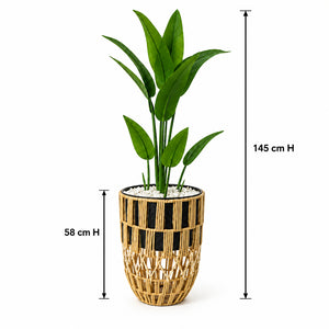 Plante Artificielle Strelitzia avec Pot Décoratif en Corde Tressée