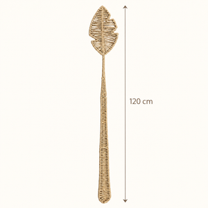 Décoration murale feuille de bananier en fibres tressées, style bohème naturel