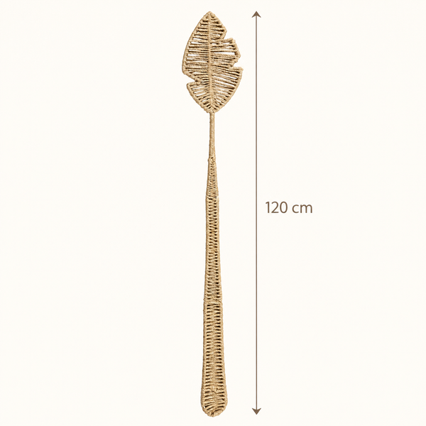 Décoration murale feuille de bananier en fibres tressées, style bohème naturel