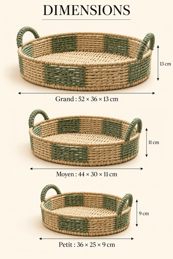 Set de plateaux ovales tressés
