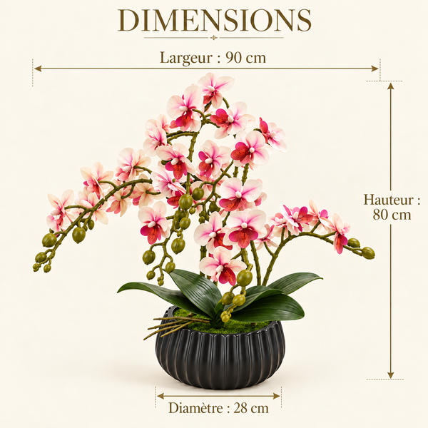 Orchidée Rose Artificielle – Pot Noir