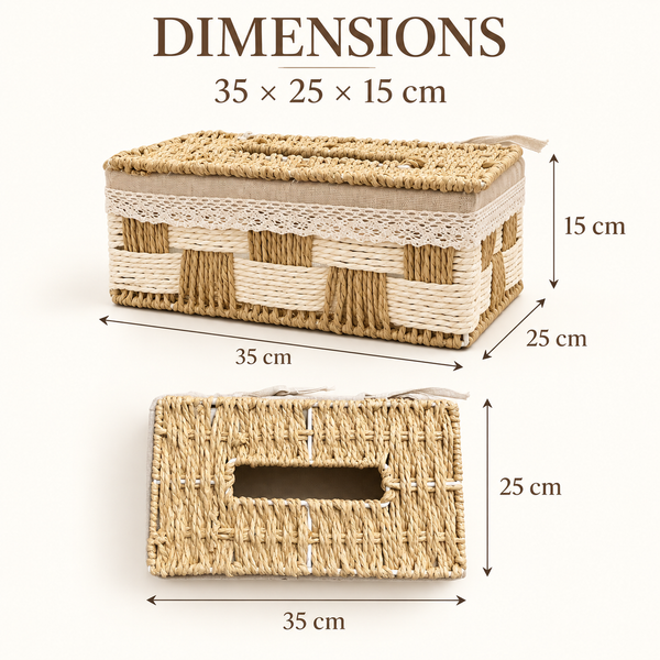 Boîte de rangement tressée avec couvercle