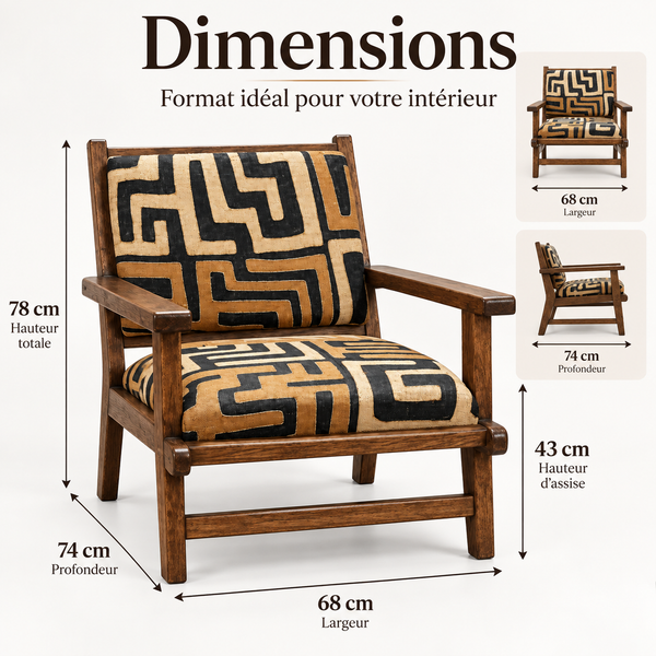 Fauteuil Graphique Tribal en Bois