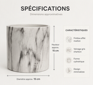 Cache-pot effet marbre blanc
