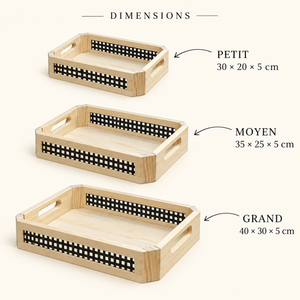 Plateau de Service Bois & Rotin – 3 Formats