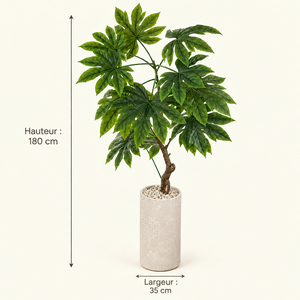 Plante artificielle Fatsia Japonica en pot cylindrique