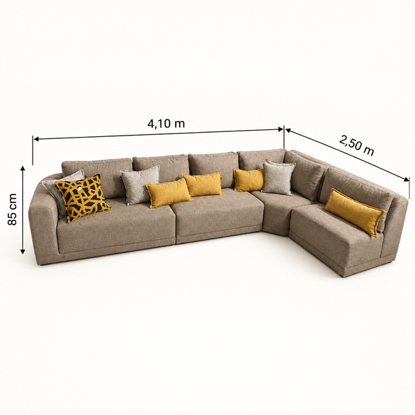 Canapé d'angle modulable taupe – Confort moderne & lignes épurées