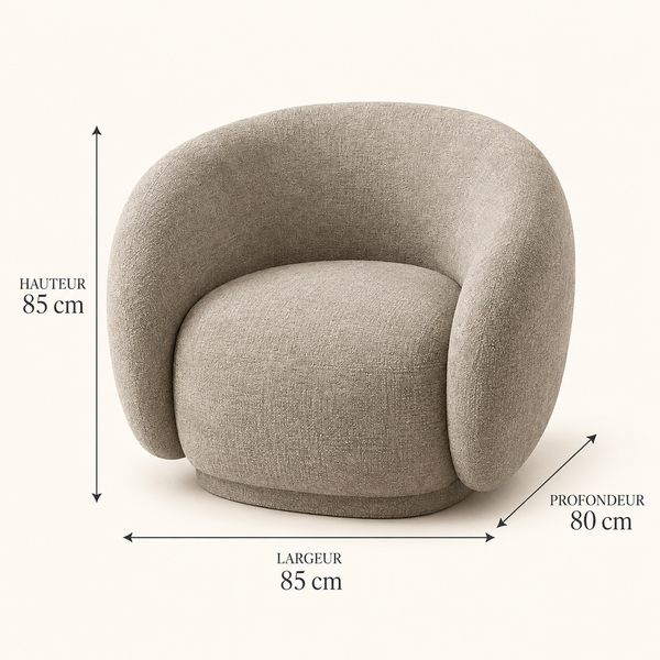 Canapé courbe 2 fauteuils Galbe : le salon enveloppant en beige taupe
