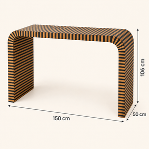 Console « Zébrure » en bois à rayures noir et naturel – Forme cascade