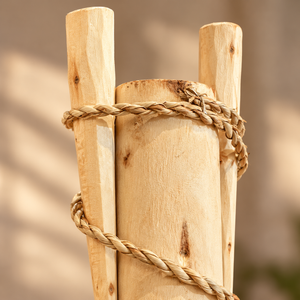 Porte-manteau perchoir en bois naturel – Structure artisanale avec corde torsadée, style bohème