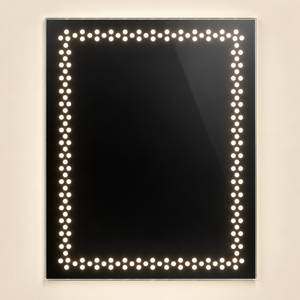 Miroir mural rectangulaire LED – Cadre lumineux à points, style moderne et hollywoodien