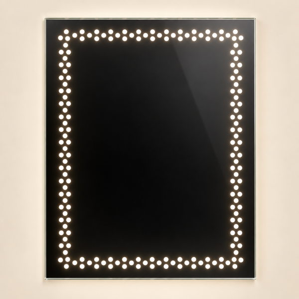 Miroir mural rectangulaire LED – Cadre lumineux à points, style moderne et hollywoodien