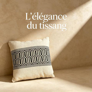 Housse de Coussin Géométrique en Coton Tissé Main – 45x45 cm