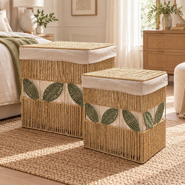 Panier de rangement tressé Feuilles