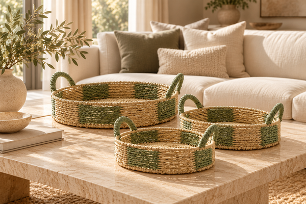 Set de plateaux ovales tressés