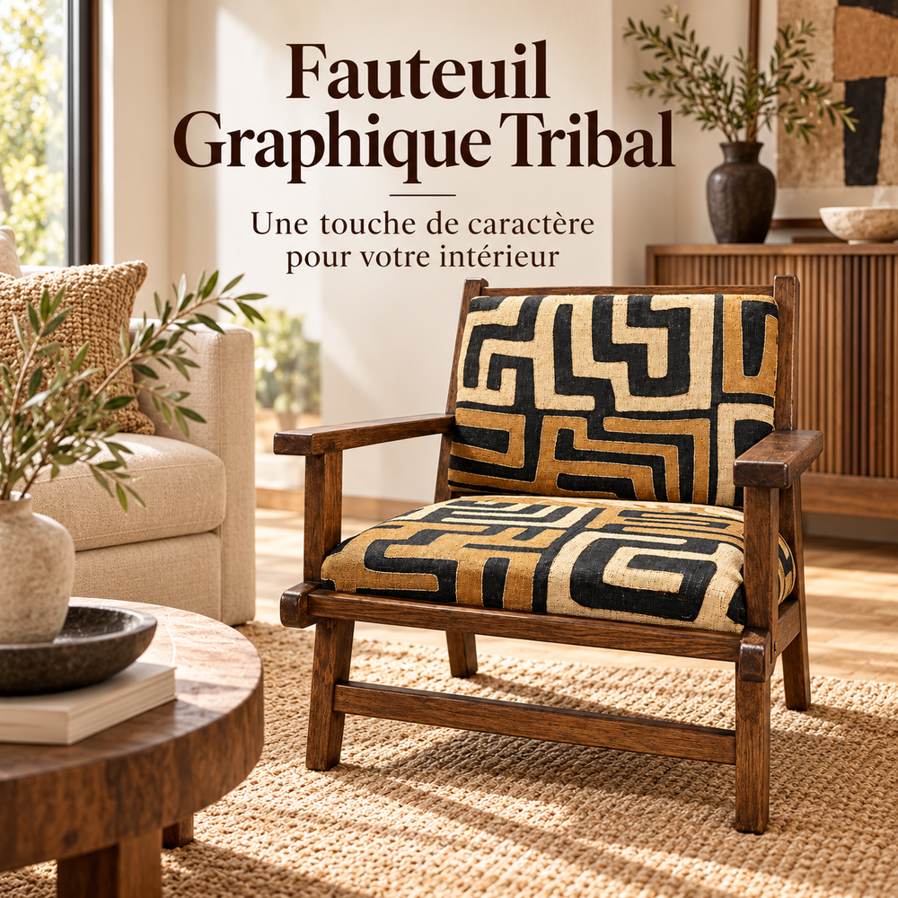 Fauteuil Graphique Tribal en Bois
