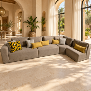 Canapé d'angle modulable taupe – Confort moderne & lignes épurées