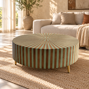 Pouf Rayonnant Vert & Terracotta