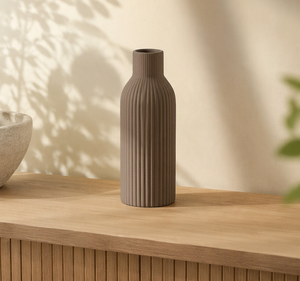 Vase Cylindrique Cannelé en Céramique