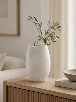 Matte Off-White Organic Ceramic Vase