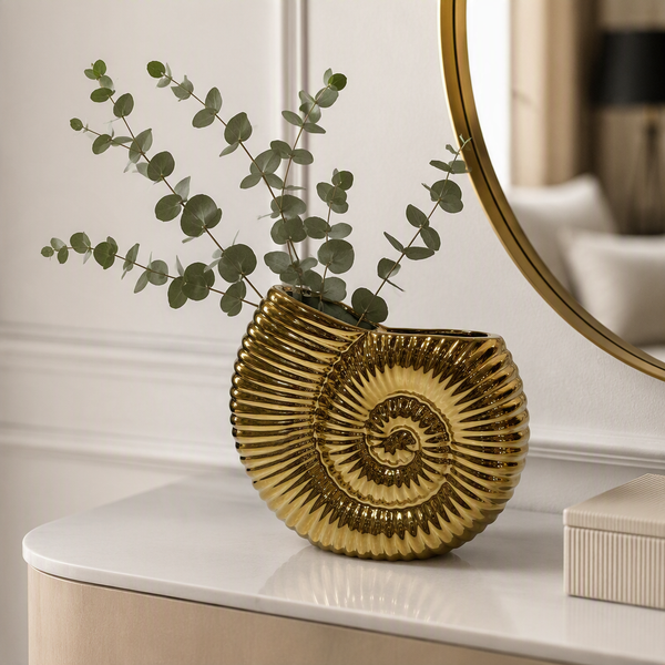 Gold Ammonite Shell Vase