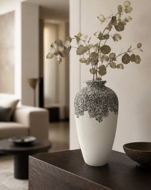 Vase en Céramique Texturée Noir & Blanc