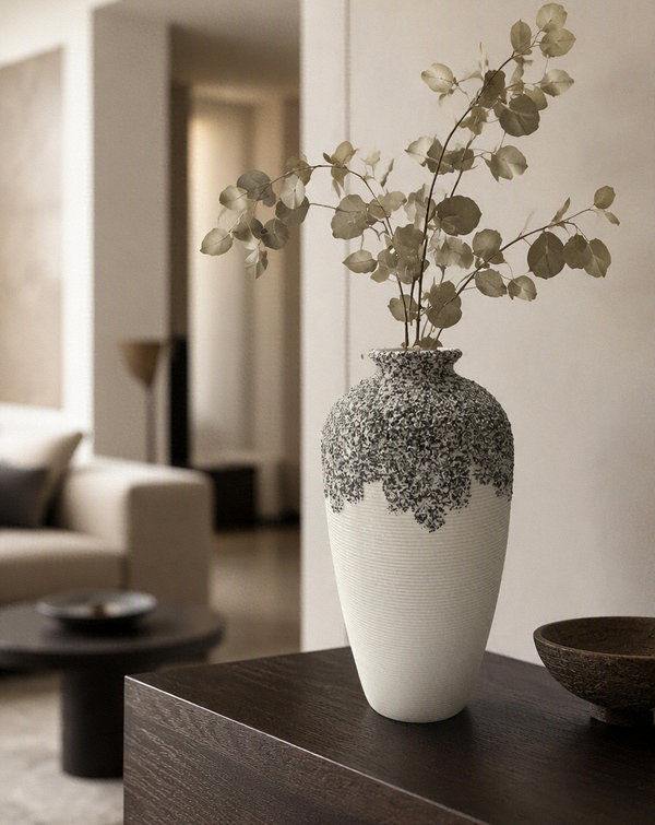 Vase en Céramique Texturée Noir & Blanc