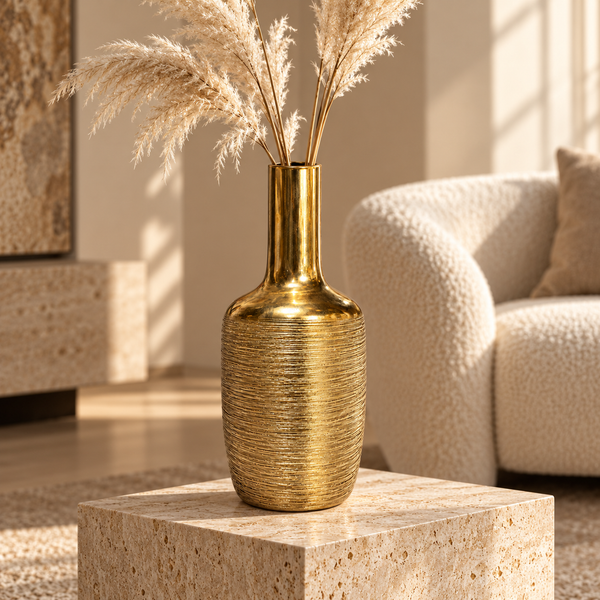Vase Décoratif Doré Texturé