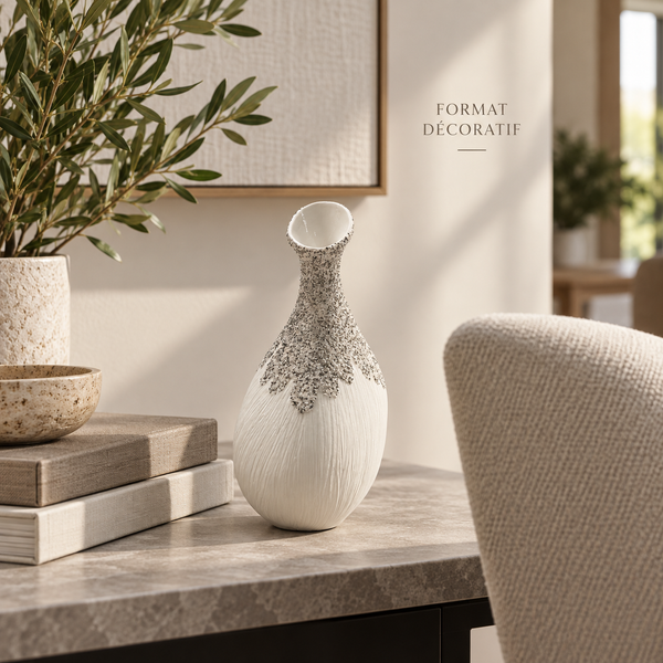 Vase Sculptural Minéral Blanc