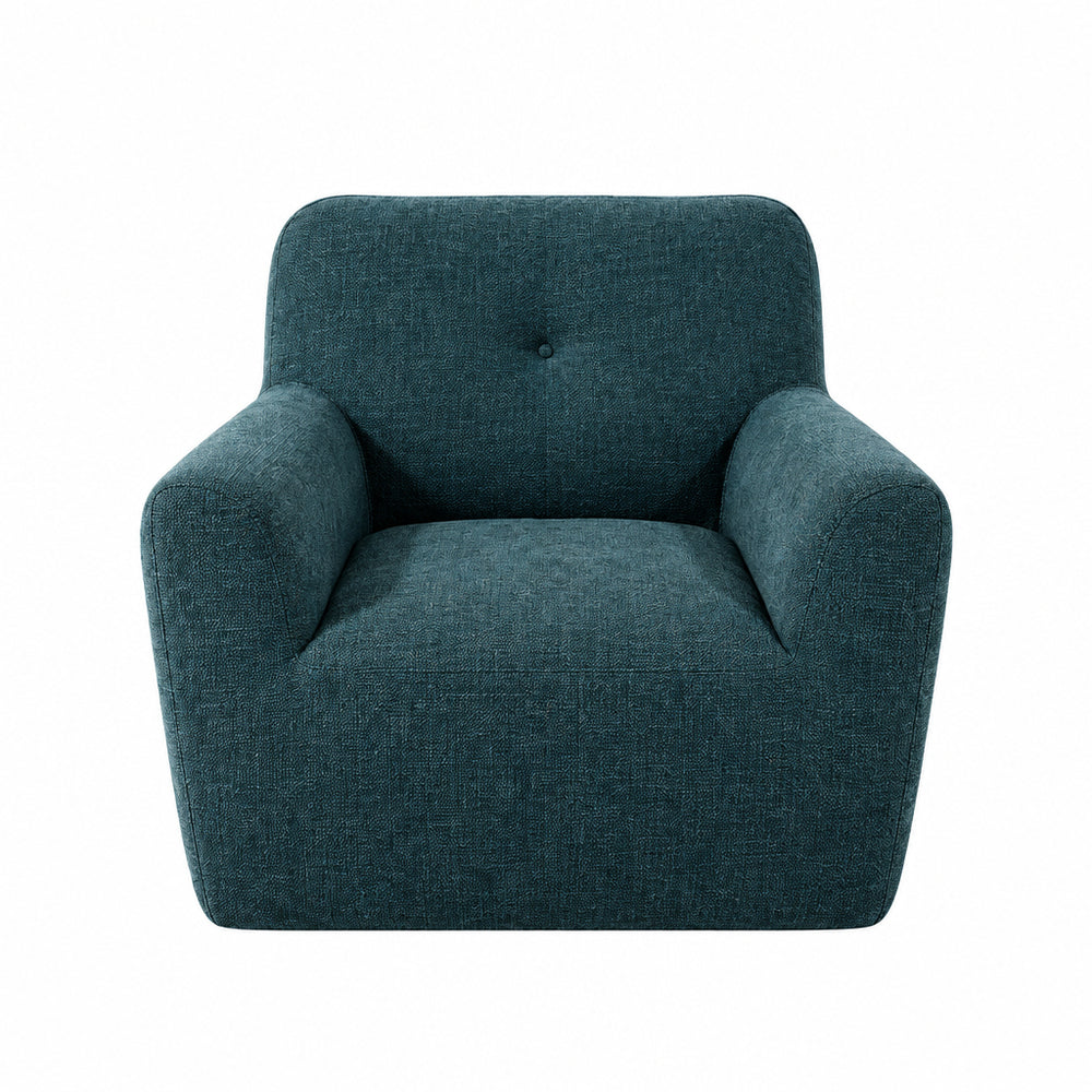 Fauteuil galaxy en tissu bleu canard – Design arrondi & confort enveloppant