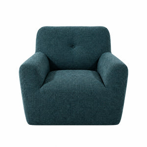 Fauteuil galaxy en tissu bleu canard – Design arrondi & confort enveloppant