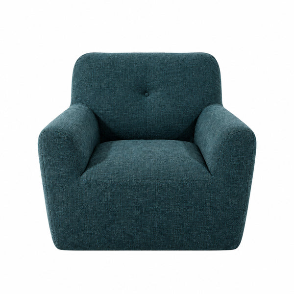 Fauteuil galaxy en tissu bleu canard – Design arrondi & confort enveloppant