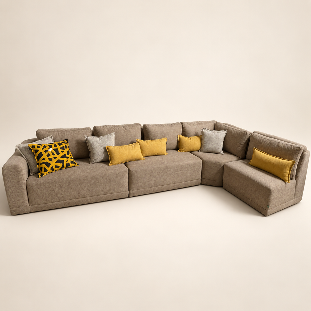 Canapé d'angle modulable taupe – Confort moderne & lignes épurées