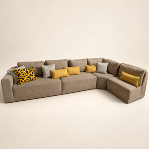 Canapé d'angle modulable taupe – Confort moderne & lignes épurées