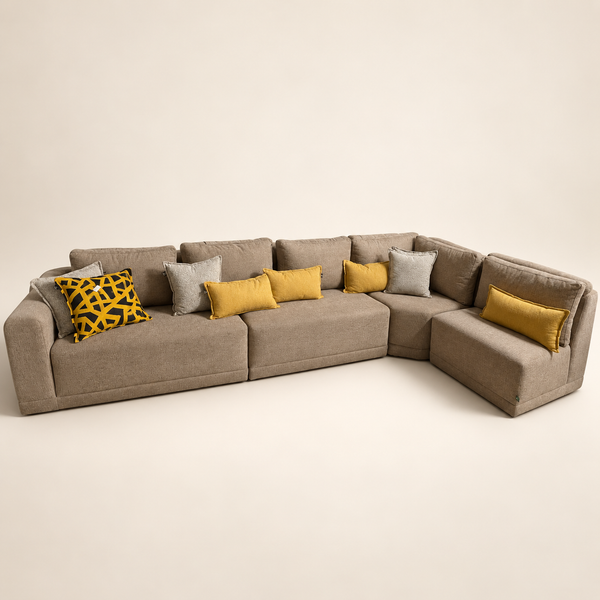 Canapé d'angle modulable taupe – Confort moderne & lignes épurées