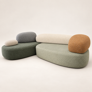 Canapé modulable Galet : le salon en douceur, vert sauge &amp; vert forêt
