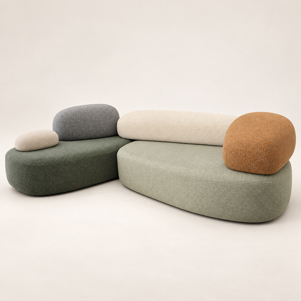 Canapé modulable Galet : le salon en douceur, vert sauge &amp; vert forêt