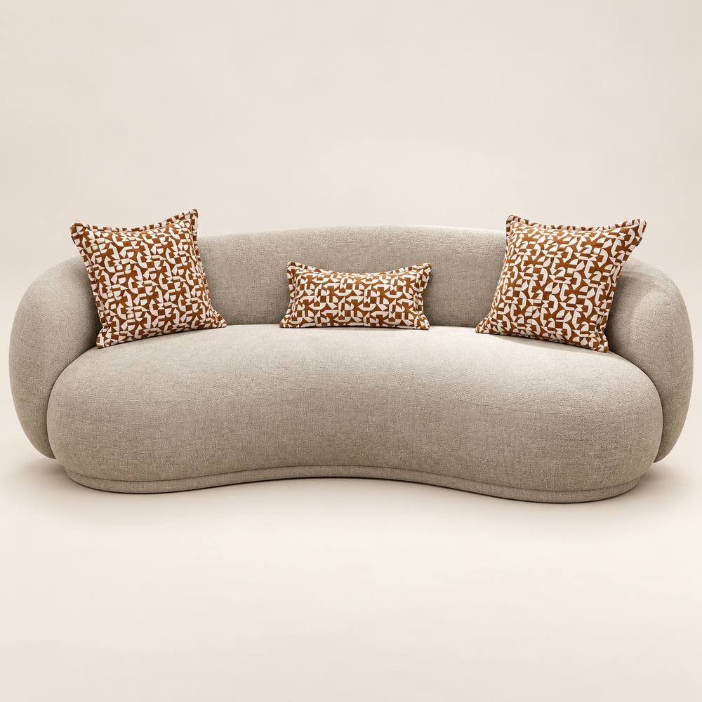 Canapé courbe 2 fauteuils Galbe : le salon enveloppant en beige taupe