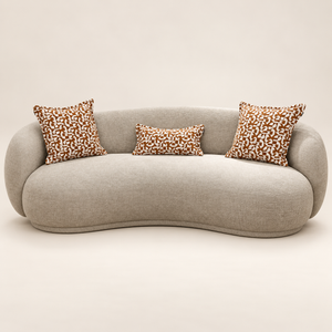 Canapé courbe 2 fauteuils Galbe : le salon enveloppant en beige taupe
